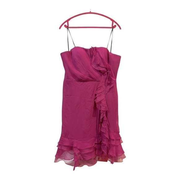 Kurt Thomas Pink Ruffled Strapless Dress size 6 Silk 100% - Picture 6 of 8